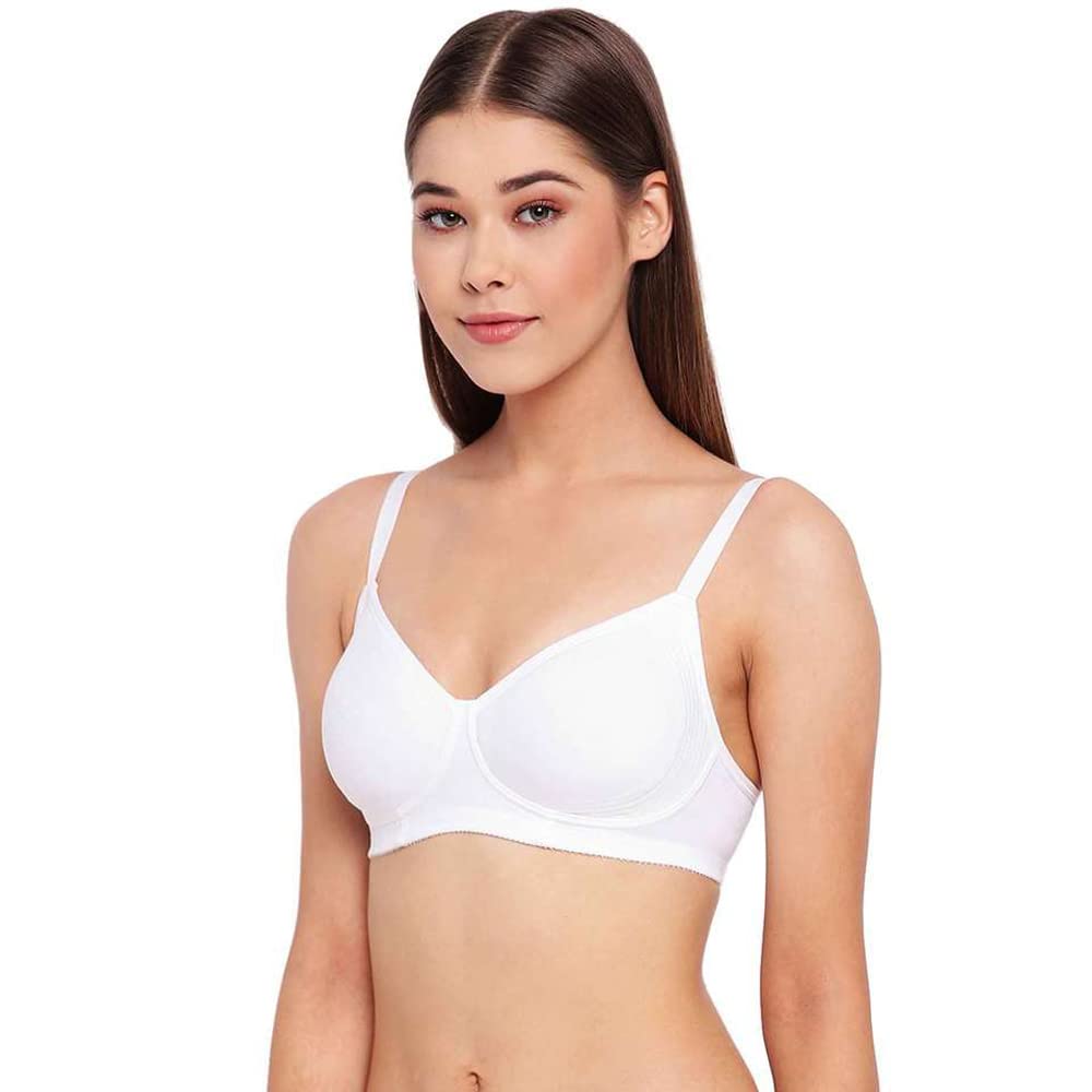 Enamor A042 Side Support Shaper Supima Cotton Everyday Bra - Non-Padded, Wirefree & High Coverage White