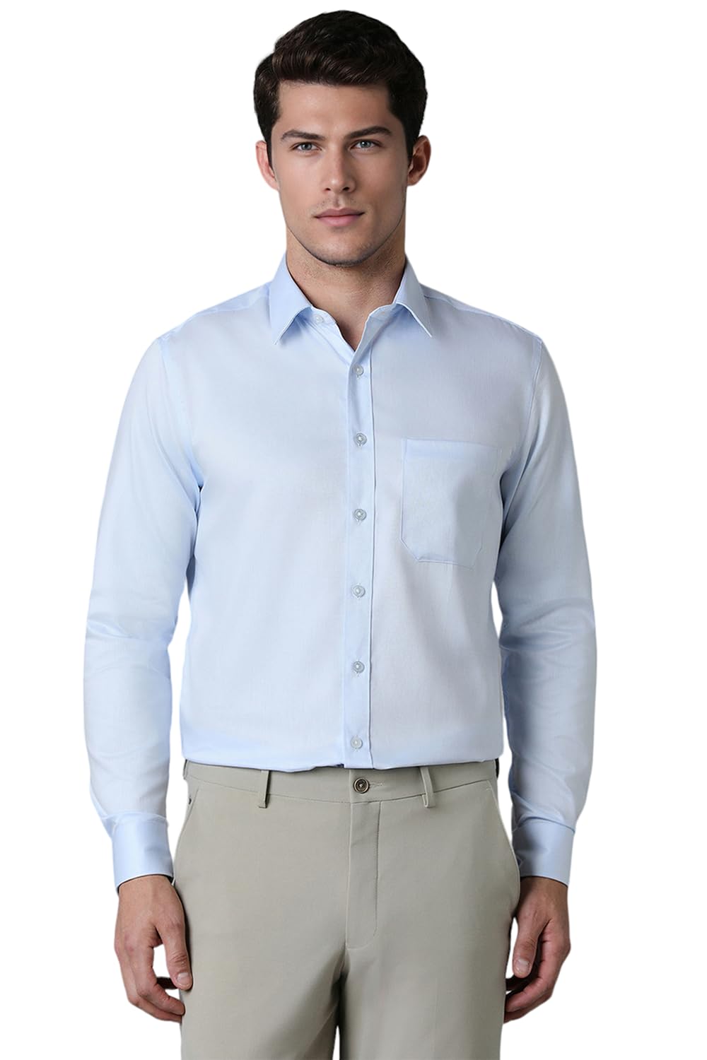 Louis Philippe Men Blue Slim Fit Textured Full Sleeves Formal Shirt