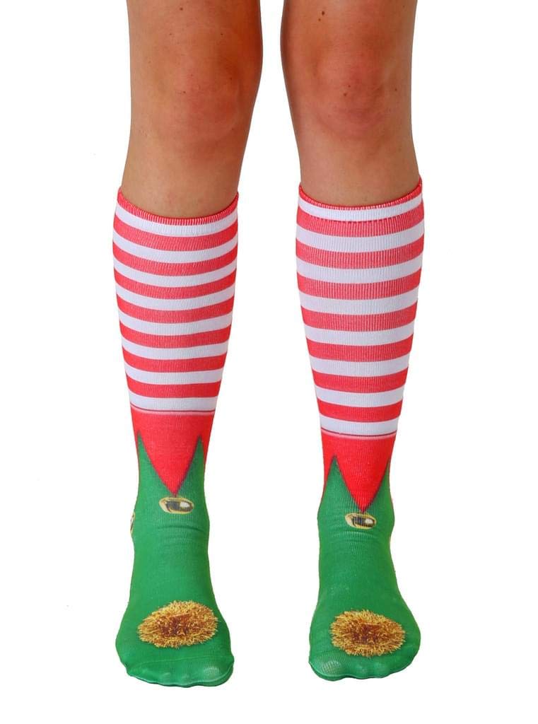 Living Royal Knee High Socks, 3D Print, Colorful & Durable, One Size Fits Most, Made in USA, Elf Shoes Design