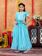 Aarika Girls Ethnic Wear Turquoise Colour Zig Zag Printed Georgette Lehenga Choli Set (4-10 Years)