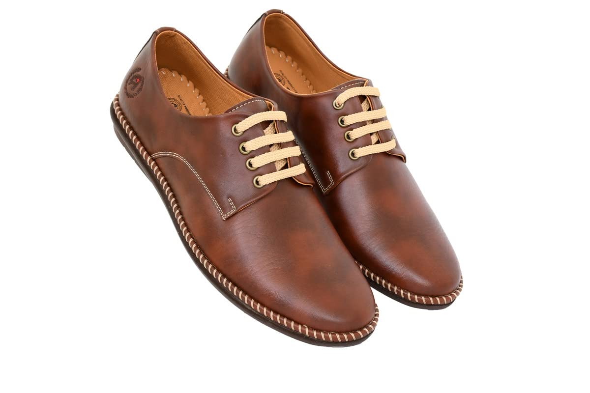 BIGBOON Mens Casual Lace Up Derby Shoe Set of 1 Pair Coffee 9