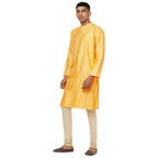 Fabindia Viscose Tussar Dobby Long Kurta (Yellow-10691961)