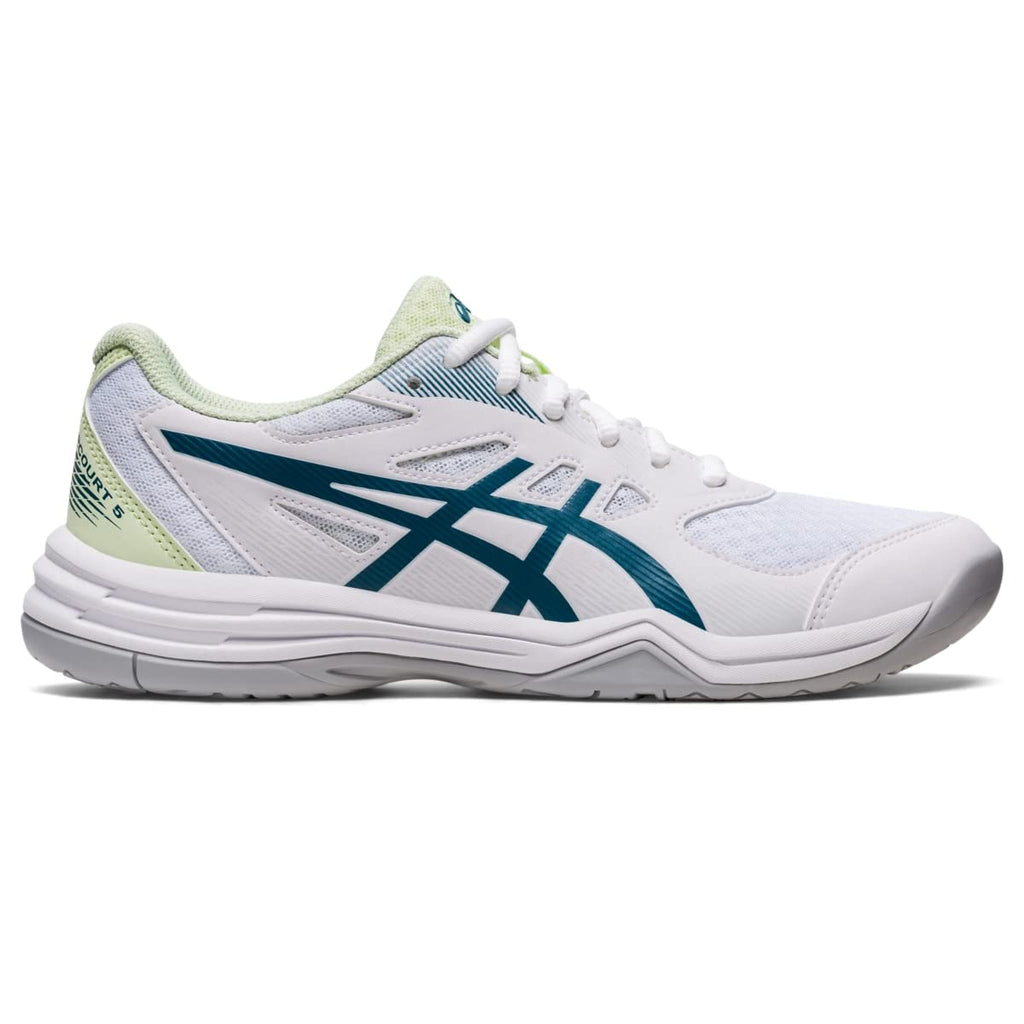 ASICS Women's Upcourt 5 Volleyball Shoes, 8, White/Ink Teal