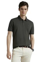 Louis Philippe MenS Cotton Blend Solid Slim Fit T-Shirt (Lykpcslbv48002_Olive, Small