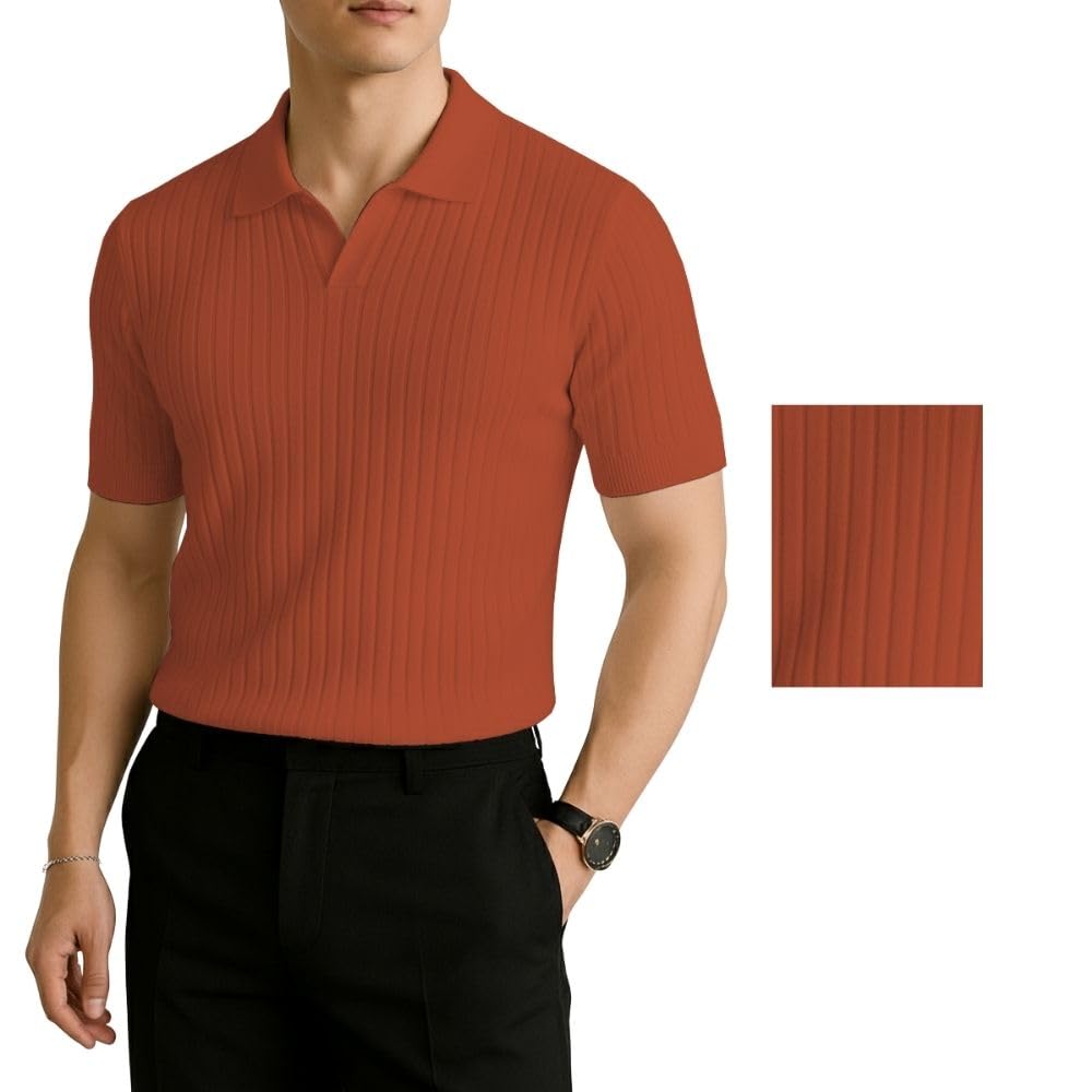 Leriya Fashion MenS Cotton Regular Fit Polo T-Shirt  Plain & Comfortable Orange