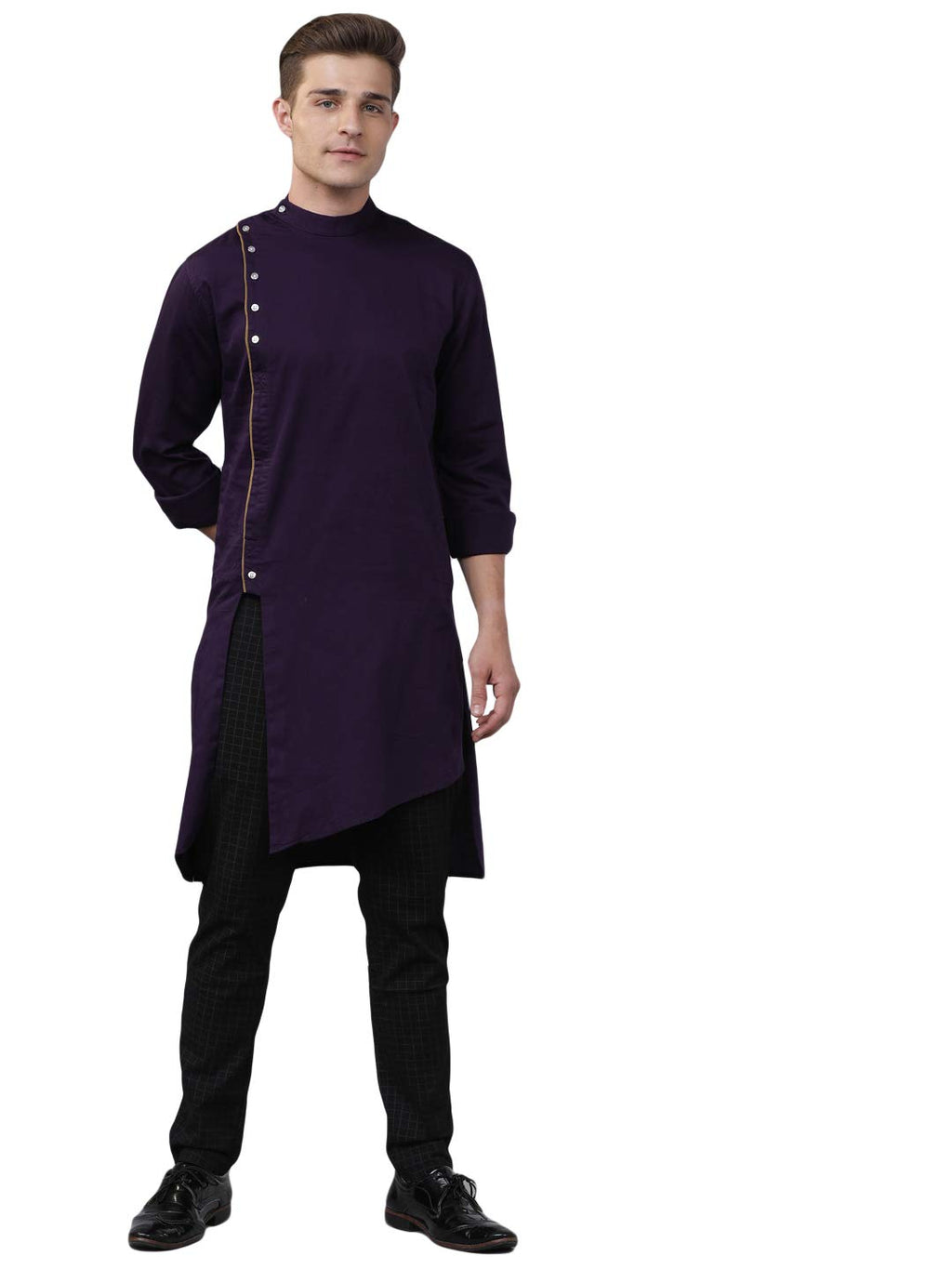 The Indian Garage Co Men'S Slim Kurta (0620-Ck34L42-03_Purple Small)