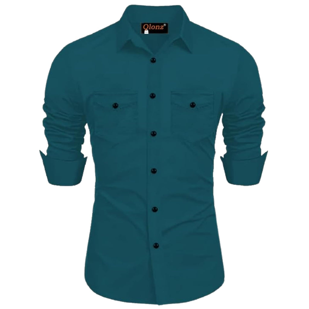 Rebelify Double Pocket With Flap Men Cargo Cotton Shirt