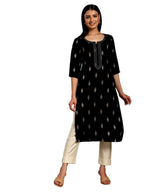 Libas WomenS Viscose Rayon Self Design Straight Kurta (29651C Black