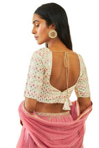 Soch Womens Cream Georgette Sequin Embellished And Embroidered Back-Open Blouse