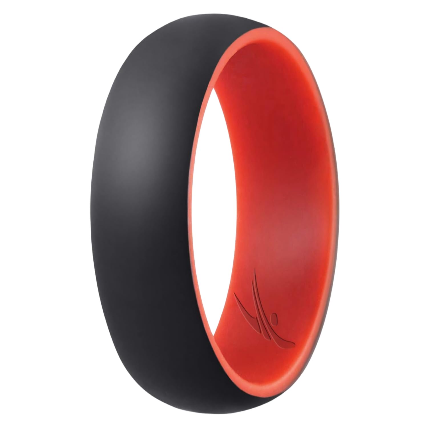 ROQ Silicone Rubber Wedding Ring for Men, Comfort Fit, Mens Wedding Band, Breathable Rubber Engagement Band, 9mm Wide 2mm Thick, Dome Style Duo Collection, Single, Black & Red, Size 11-New Condition