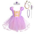 Dressy Daisy Princess Tulle Dress Fancy Party Costume with Crown and Accessories Halloween Birthday Outfit for Toddler Girls Siz
