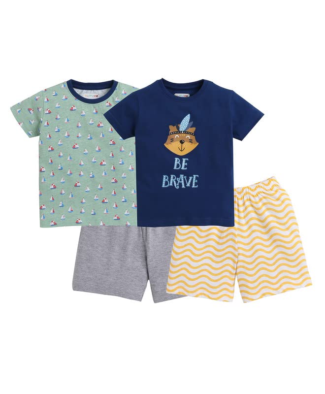BUMZEE Navy & Grey Boys T-Shirt & Short Set Pack of 2 Age - 4-5 Years