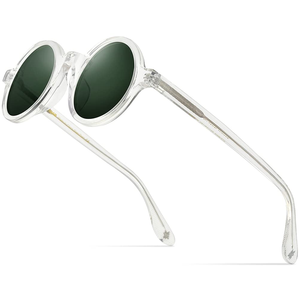 HEPIDEM Acetate Men Retro Vintage Polarized Sunglasses for Women,Trendy UV400 Protection Round Frames Eyewear Zolman Small 42mm 