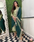 ANNI DESIGNER Womens Rayon Viscose Printed Straight Kurta with Pant & Dupatta (UDH PISTA-VKS01_XL_Pista_X-Large)
