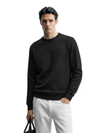 The Indian Garage Co Mens Relaxed Fit Long Sleeves Crew Neck Embossed Sweatshirt