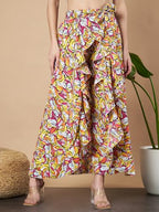 Kzully | Plazzo For Women | Floral Print Plazzo | Comfortable Elastic | Beautiful Flower Priting | Stylish Colour | Multicoloure