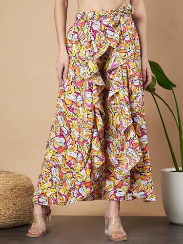 Kzully | Plazzo For Women | Floral Print Plazzo | Comfortable Elastic | Beautiful Flower Priting | Stylish Colour | Multicoloure
