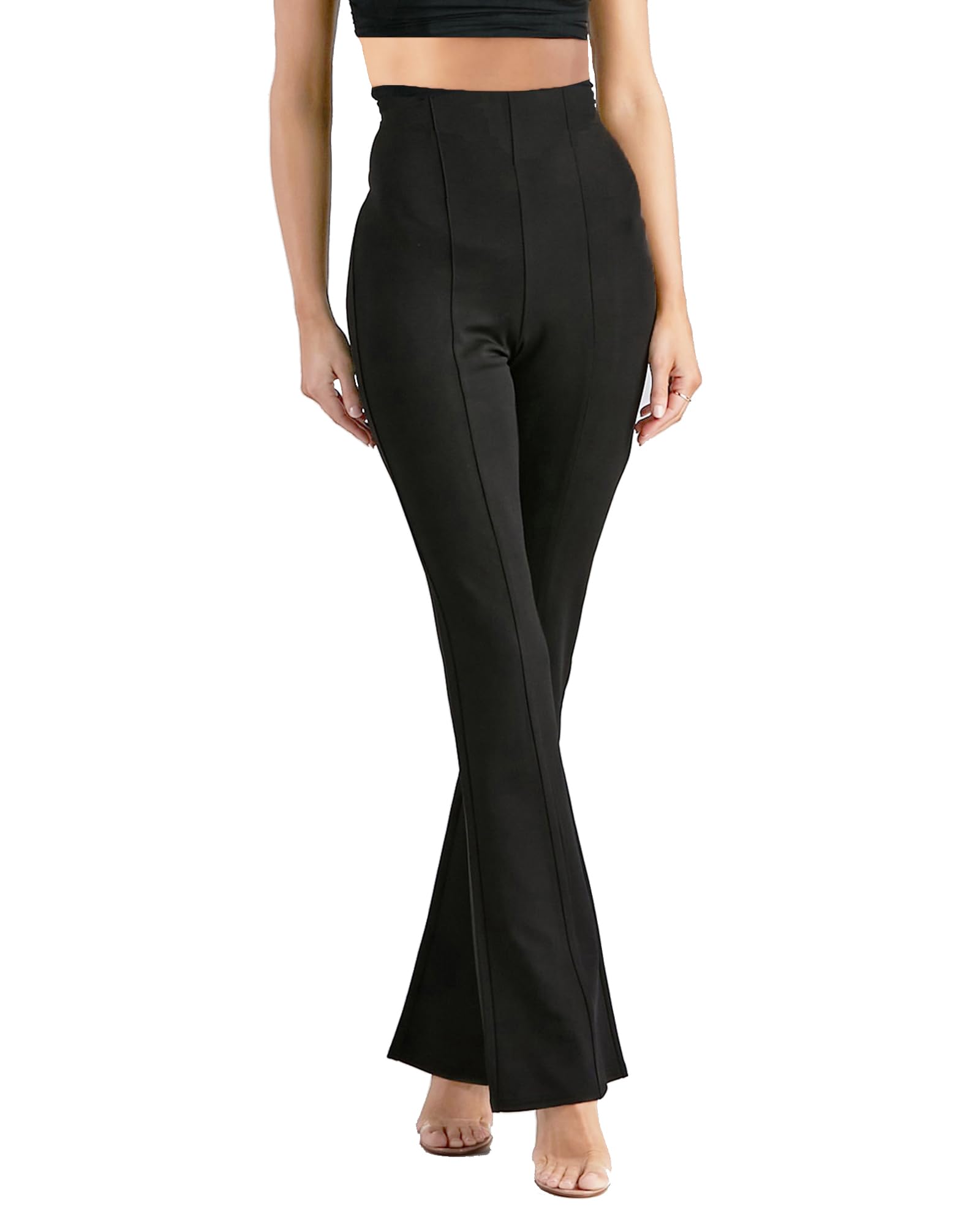 ADDYVERO Elastic Cotton Solid Stretchable Regular Fit Full Length Women Parallel Trouser (Black, 36)