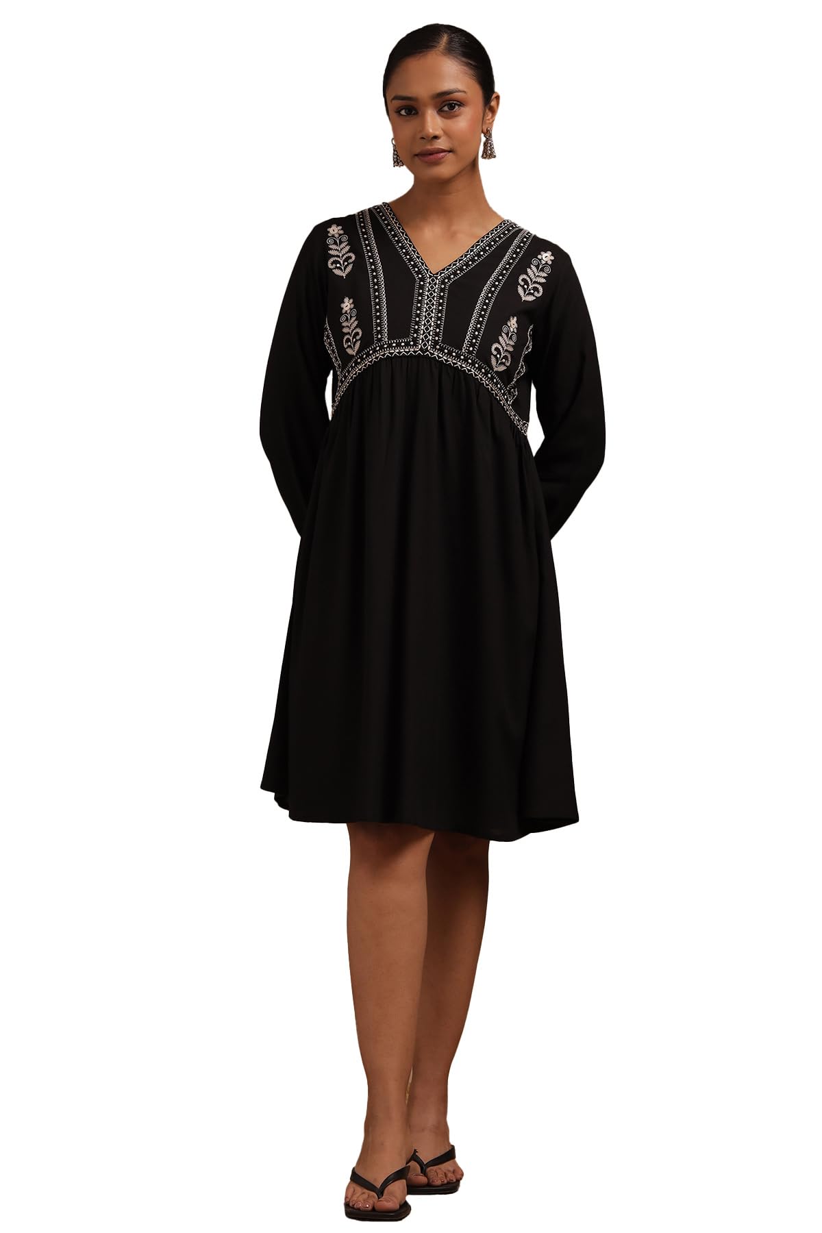 Soch Women Rayon Embroidered Dress Thread Work