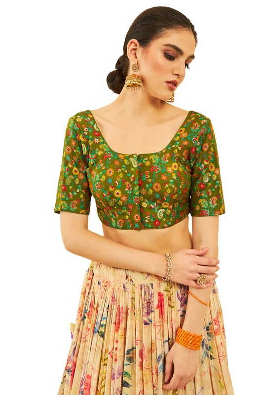 Soch Women Woven Design Silk Blend Jacquard Padded Blouse