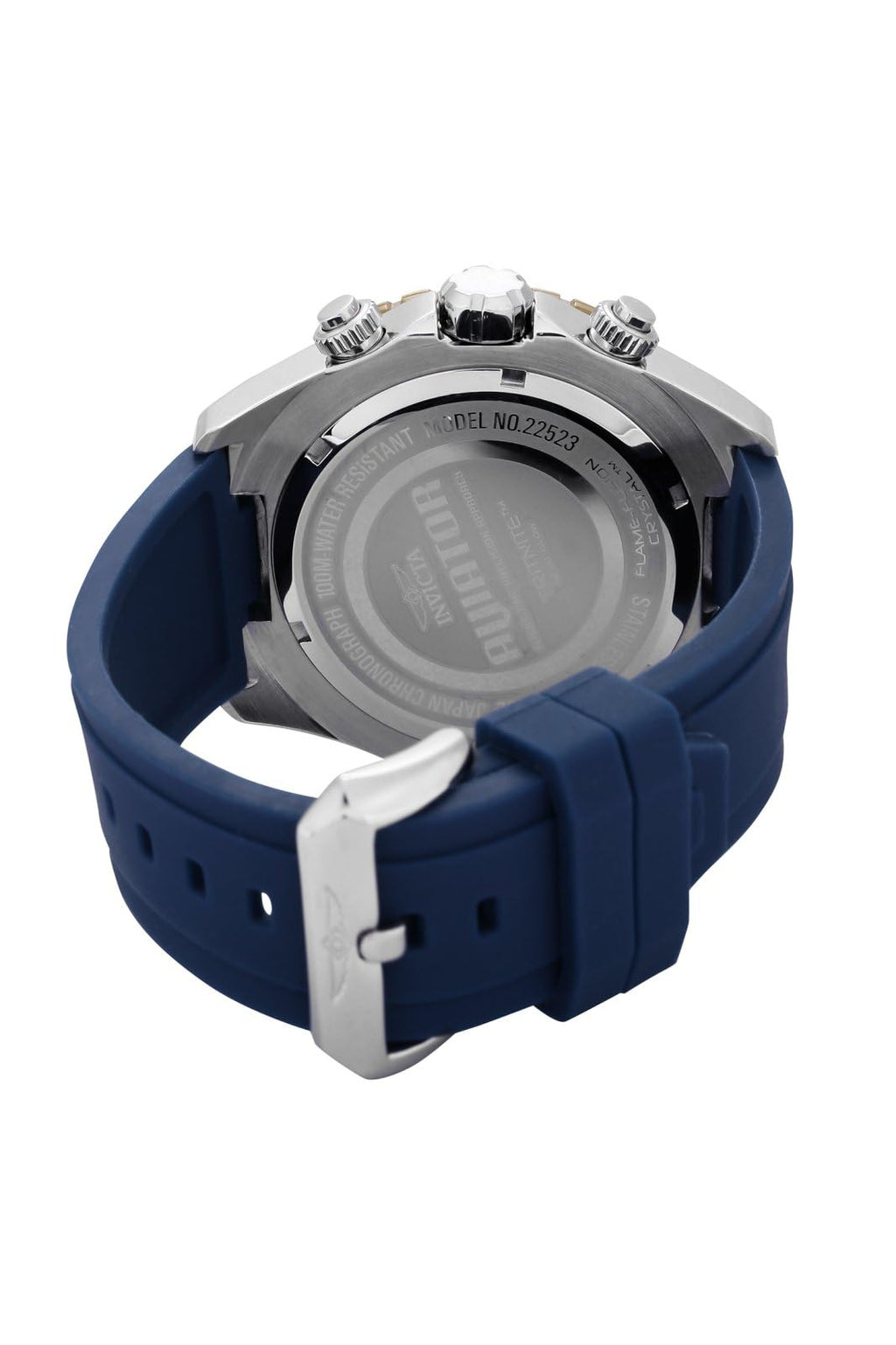 Invicta Men's Aviator Stainless Steel Quartz Watch with Silicone Strap, Blue, 26 (Model: 22523)