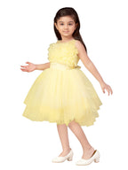 Aarika Girls Nylon Fit and Flare Knee-Length Dress (FK-1655_Lemon