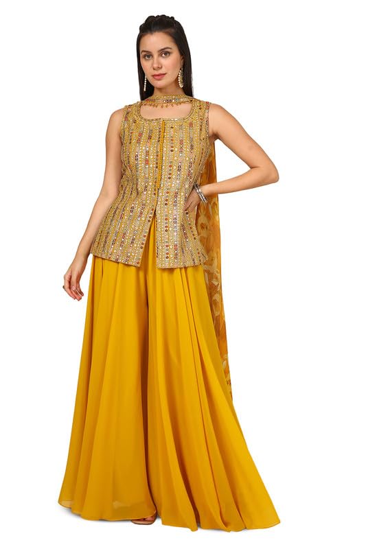 Soch Women Georgette Blend Embroidered Suit Set with Sequins