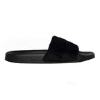 Luxe Faux Fur 676685048080 0.9 in. Sheepskin Slide Slippers - Black with Black Sole