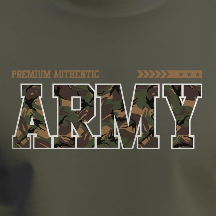 Peppyzone MenS Regular Fit Army Printed Pure Cotton T Shirt For Men