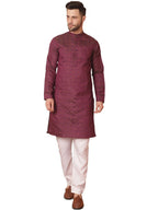 Jompers Mens Woven Design Silk Blended Kurta Pyjama Set