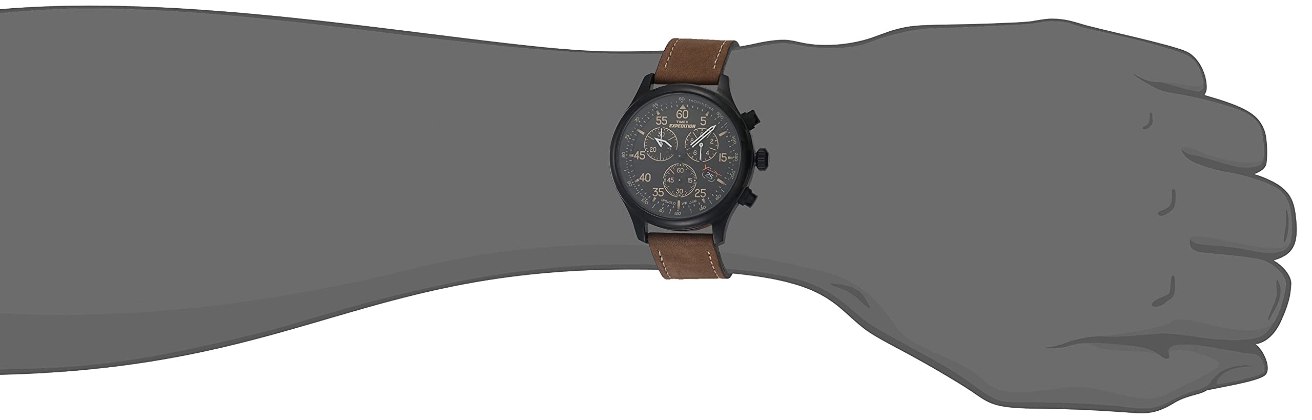 Timex Mens T49905 Expedition Field Chronograph Black/Brown Leather Strap Watch