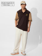The Souled Store One Piece: Pirates Men and Boys Short Sleeves Collared Neck Cotton Blend Oversized Polos Brown