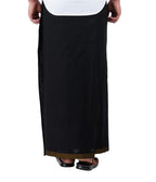 Prakasam Cotton Mens Black Colour Fancy Border Welcro Pocket Dhoti (Himfan-Black)