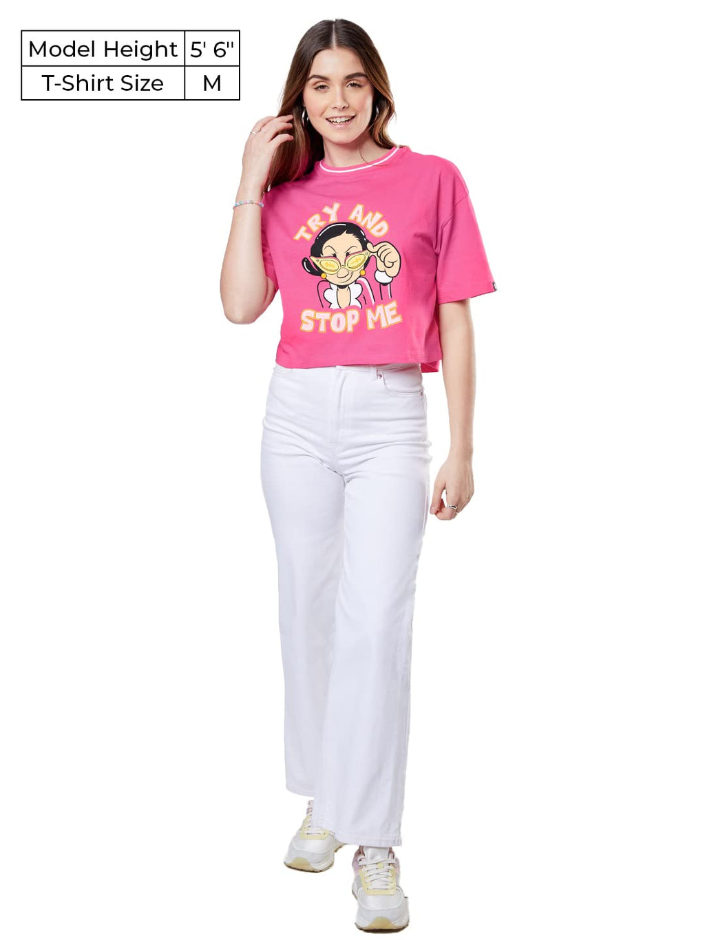 The Souled Store|Official Popeye: Try and Stop Me Women and Girls T-Shirts|Half Sleeve|Loose Fit Graphic Printed|Round Neck 100%