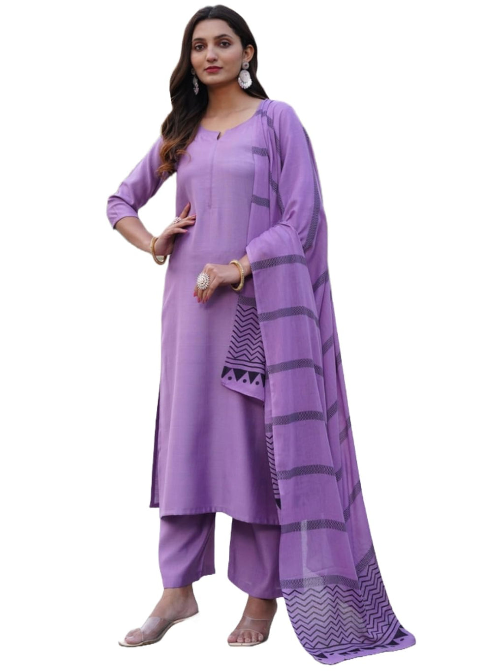 ANNI DESIGNER Women s Kurta with Trousers and Dupatta, purple, 4X-Large