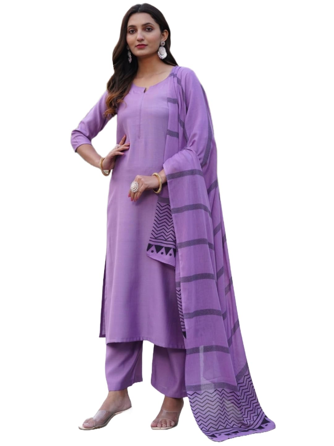 ANNI DESIGNER Women s Kurta with Trousers and Dupatta, purple, 4X-Large