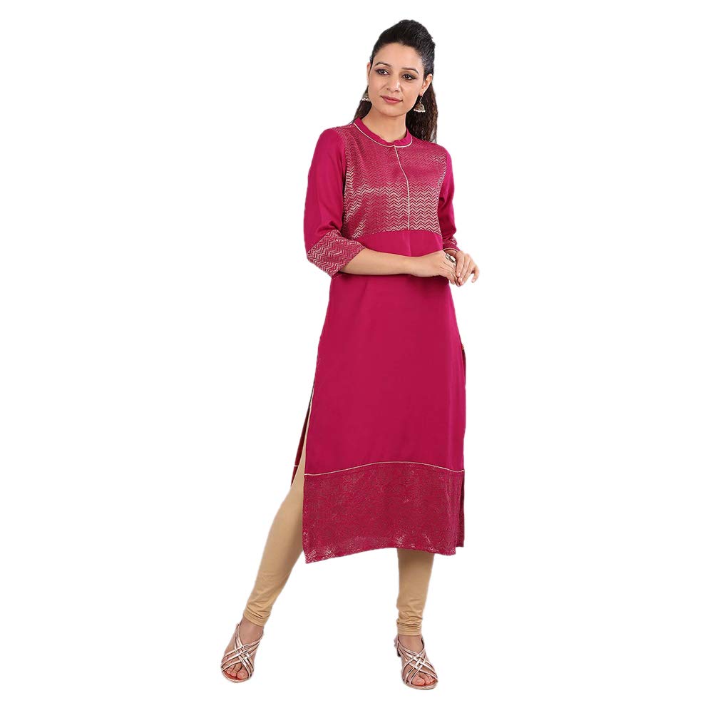 Aurelia Women'S Rayon Kurta (18Aua10095-300085_Pink_Xx-Large)