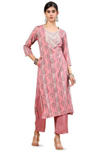 Soch Womens Pink Ethnic Motif Printed Rayon Kurta Set With Zari Work