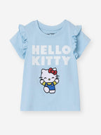 The Souled Store Hello Kitty: Kitty Love Girls Short Sleeves Round Neck Blue Graphic Printed Regular Fit Cotton T-Shirts (2-8 Yr
