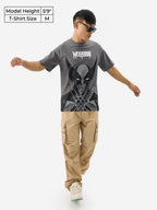 The Souled Store Official Wolverine: Clawed Men and Boys Short Sleeve Round Neck Grey Graphic Printed Cotton Oversized T-Shirt