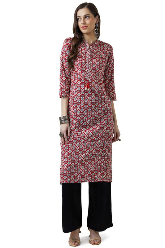 Soch Women Rayon Abstract Print Kurta with Mirror