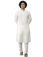 See Designs Men White Cotton Slik Straight Kurta With Pyjama