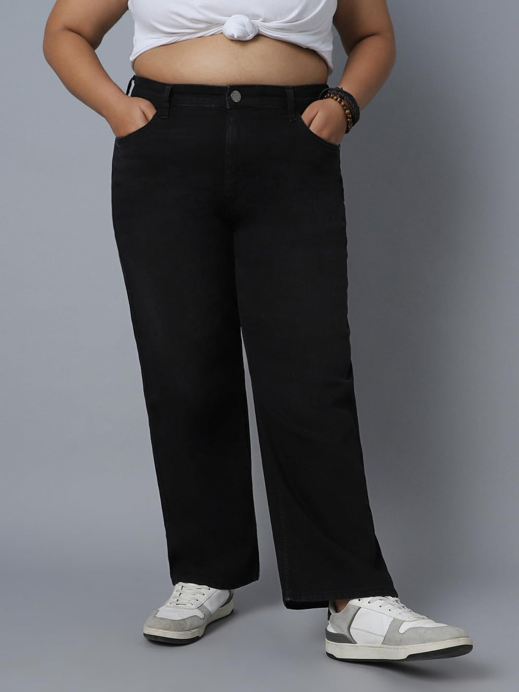 High Star Plus Size Women Dad Fit High-Rise Stretchable Jeans