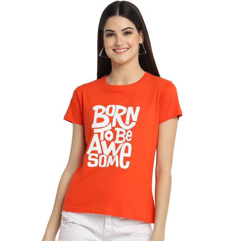 Preneum Womens Cotton Regular Fit Latest Graphic Stylish Printed Short Sleeves Casual T-Shirt || Trendy Design & Stylish (Pack