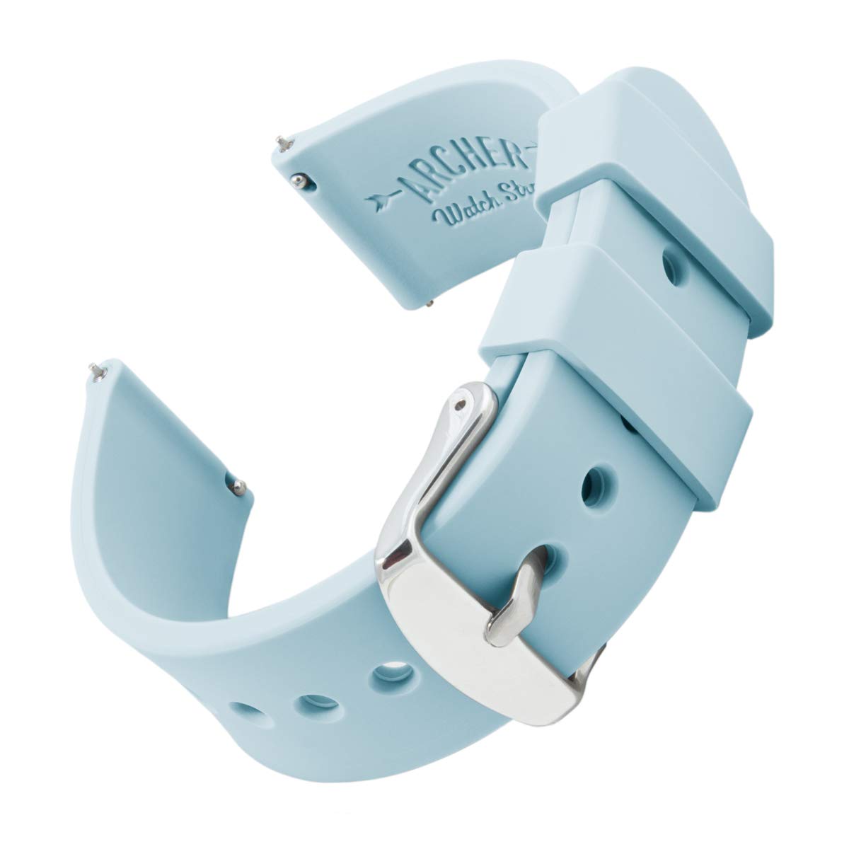 Archer Watch Straps - Silicone Quick Release Soft Rubber Replacement Watch Bands (Powder Blue, 18mm)