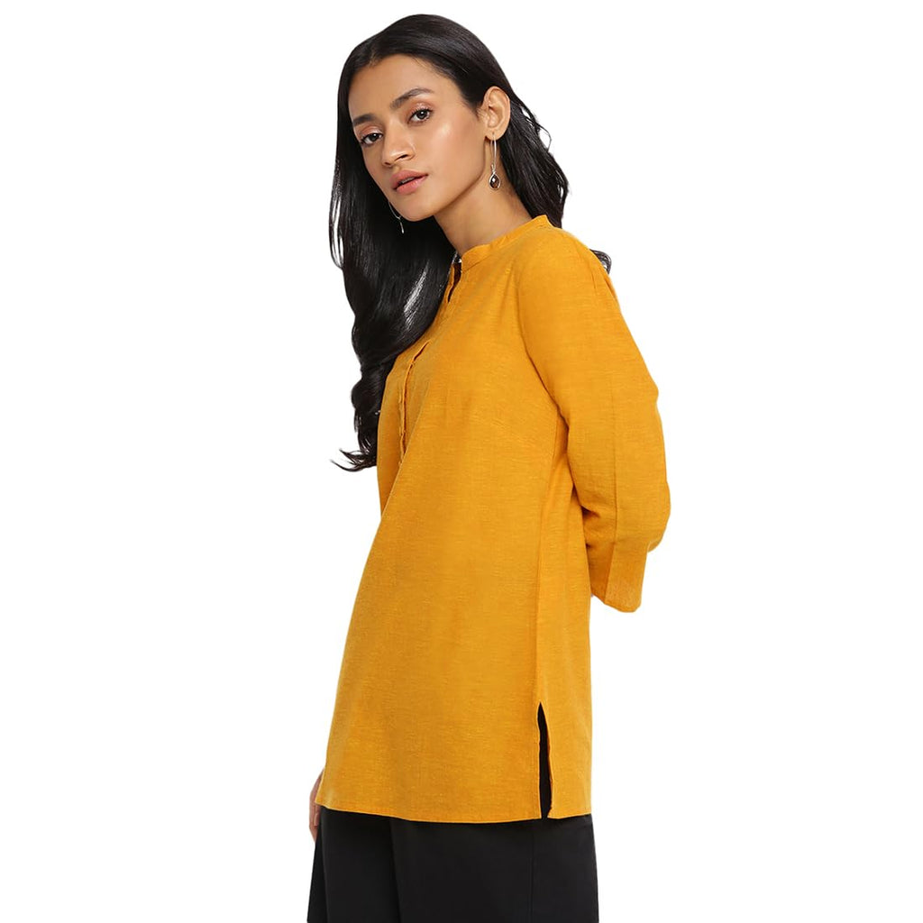 Fabindia Women'S Cotton Slim Kurta (20036217_Mustard