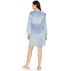 Zivame Velour Knit Poly Robe For Women - Blue Shadow