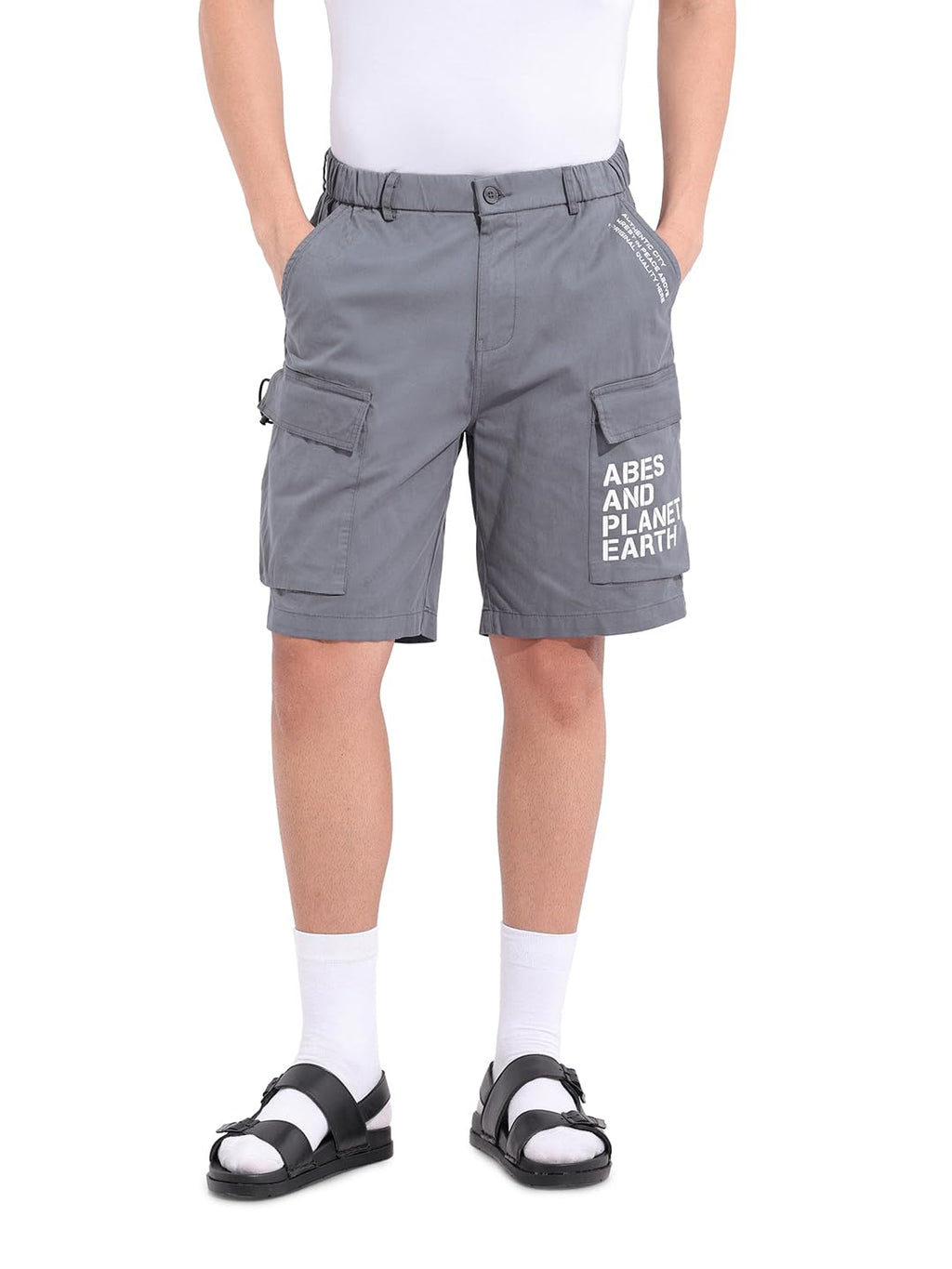 The Indian Garage Co Mens Solid Mid-Rise Stretchable Shorts