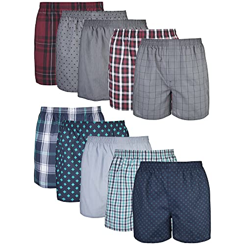 Gildan Men's Underwear Boxers, Multipack, Mixed Red/Blue Assorted (10-Pack), Medium