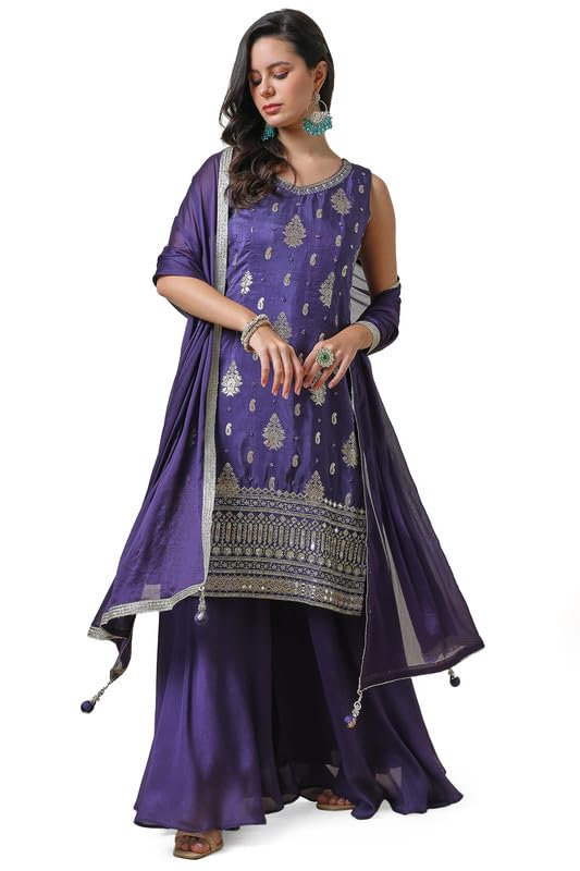 Soch Women Brocade Zari Woven Suit Set with Dupatta